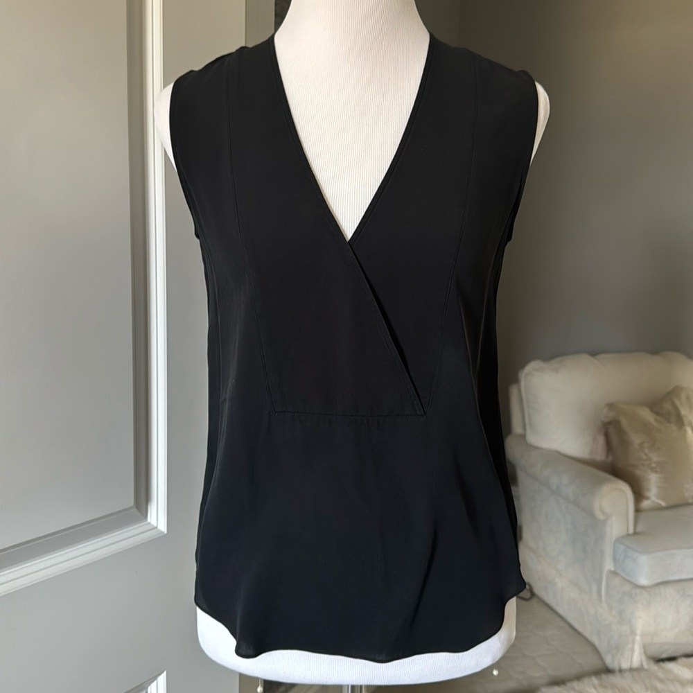 Theory Sleeveless Crossover Silk Blouse sz P